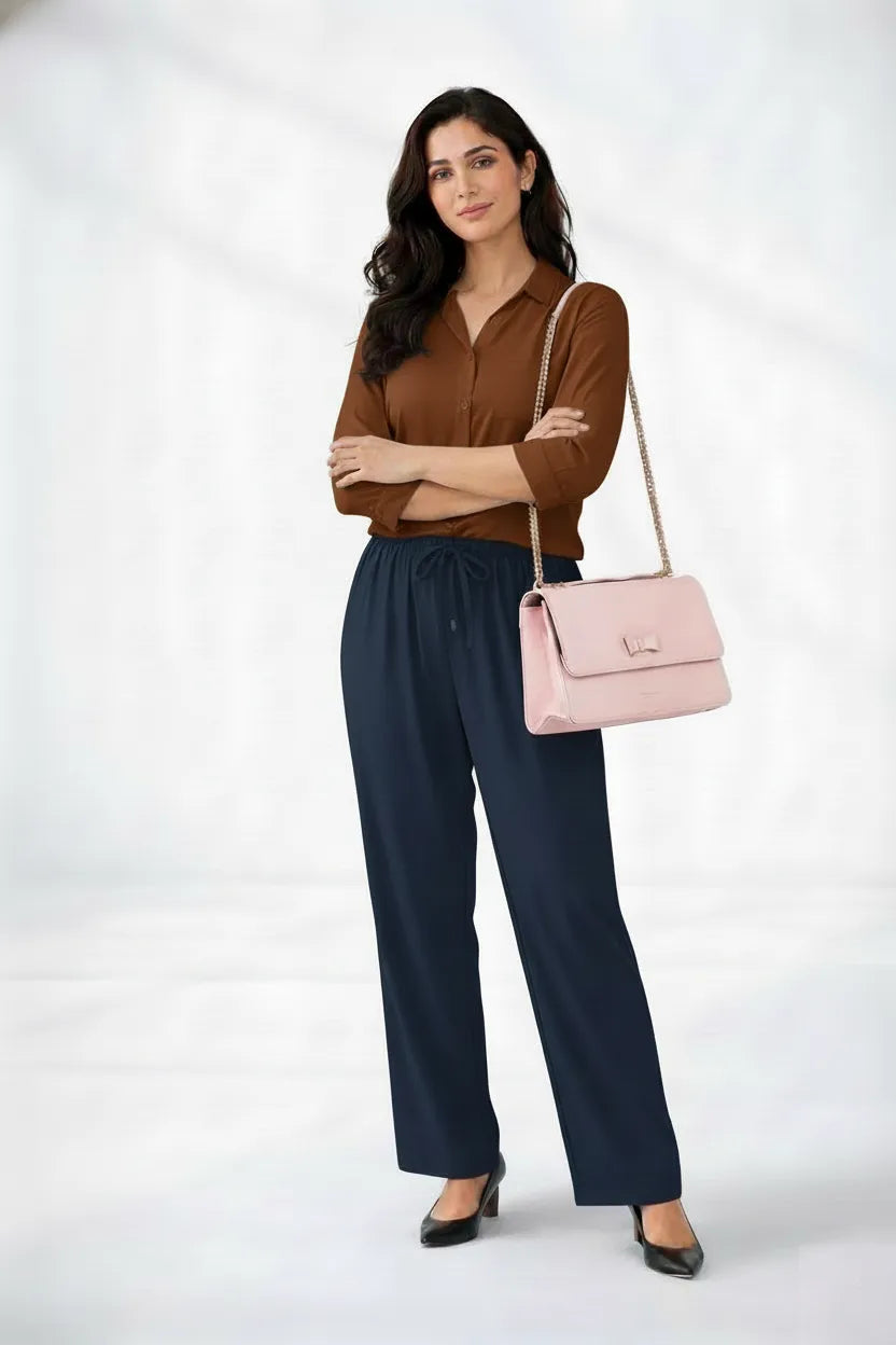 Brown Shirt & Navy Pant Set