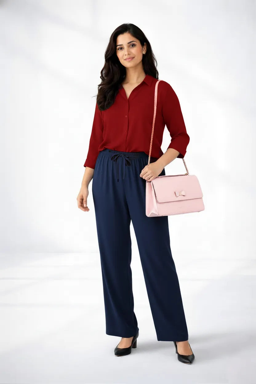 Maroon Shirt & Navy Pant Set