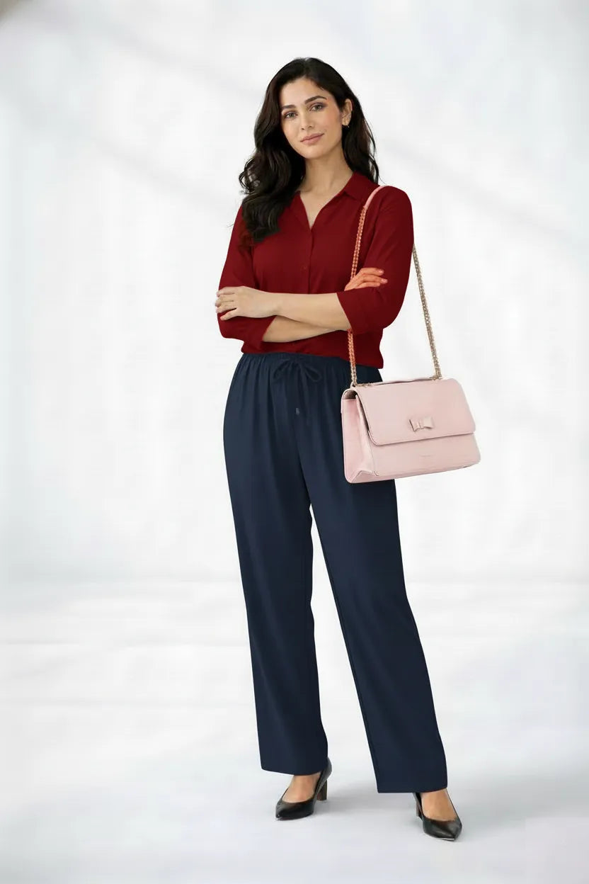 Maroon Shirt & Navy Pant Set