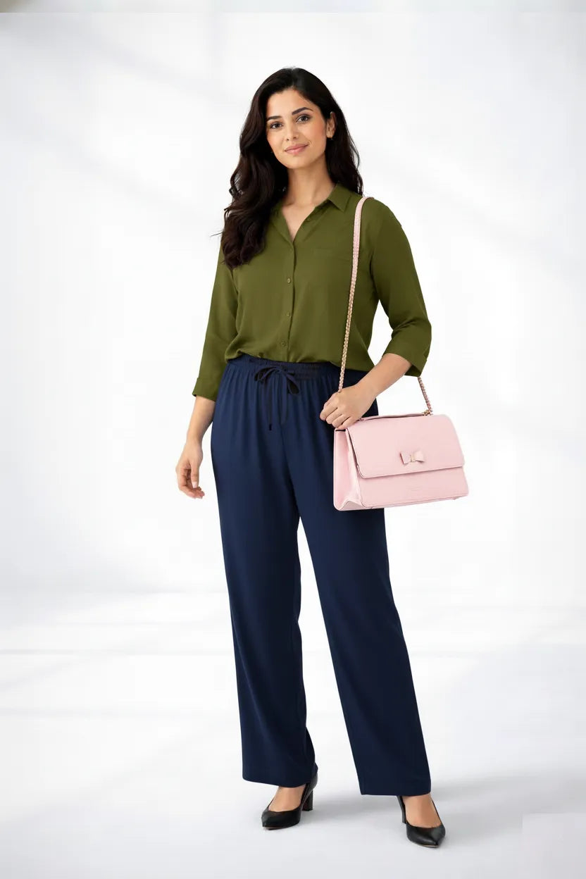 Olive Shirt & Navy Pant Set