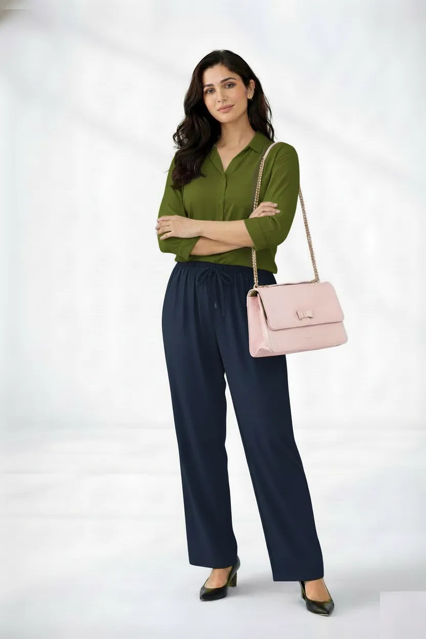Olive Shirt & Navy Pant Set