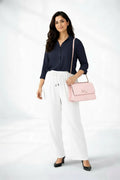 Navy Blue Shirt & White Pant Set