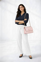 Navy Blue Shirt & White Pant Set