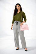 Olive Shirt & Gray Pant Set