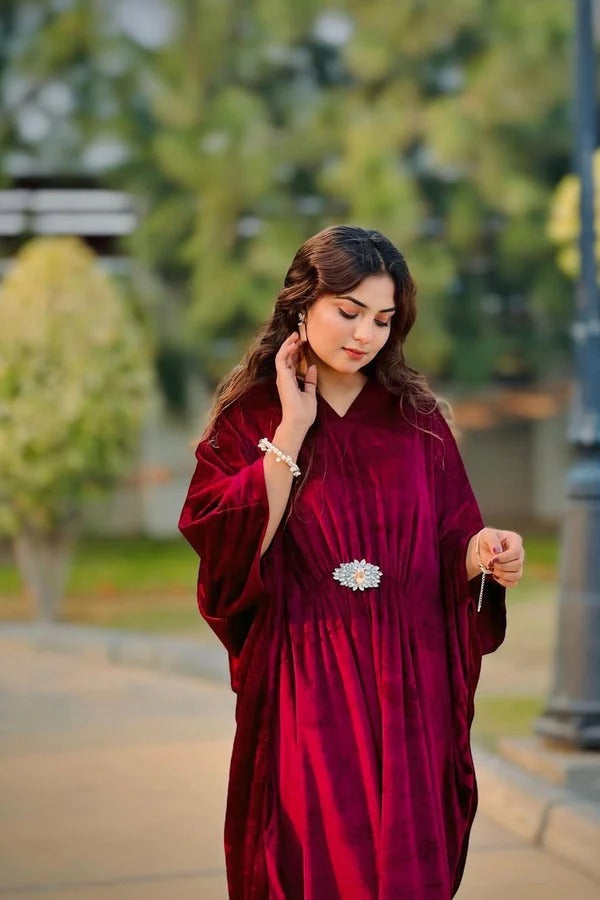 Luxury Velvet Kaftan  Elegant Flowing Evening Wear