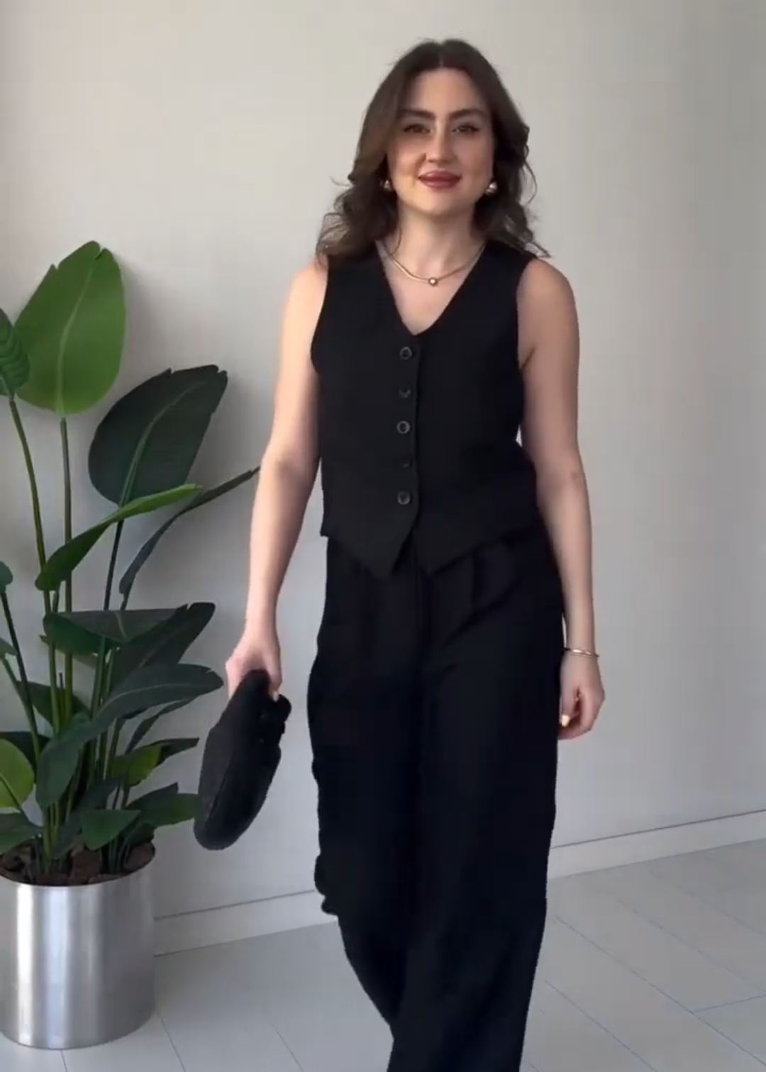 Tailored Vest and Wide Leg Trouser Coord Set Womens Premium 2 Piece Suit