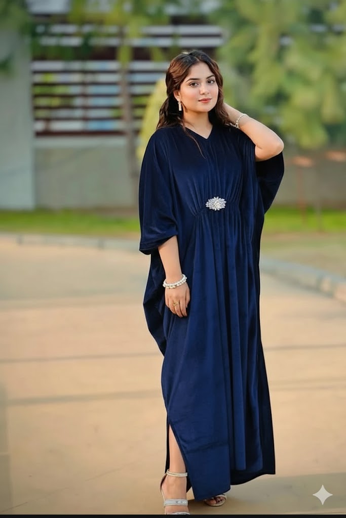 Luxury Velvet Kaftan  Elegant Flowing Evening Wear