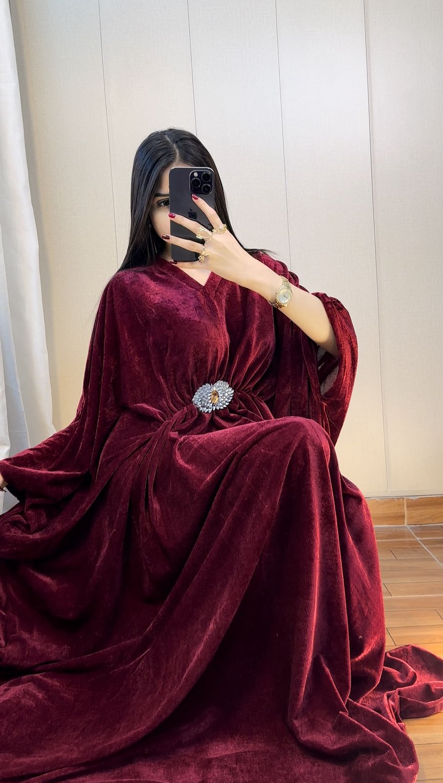 Luxury Velvet Kaftan  Elegant Flowing Evening Wear