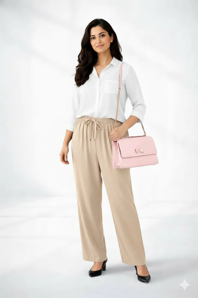 White Shirt & Beige Pant Set