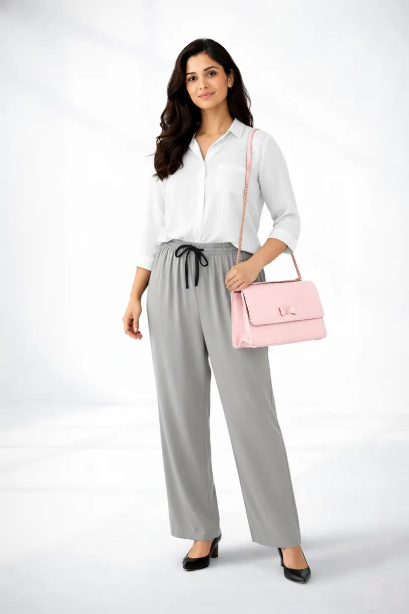 White Shirt & Gray Pant Set