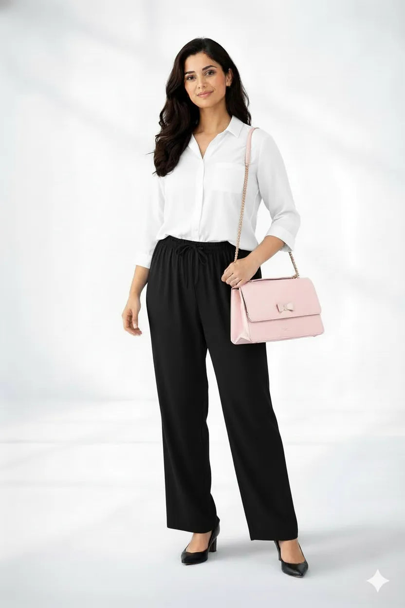 White Shirt & Black Pant Set